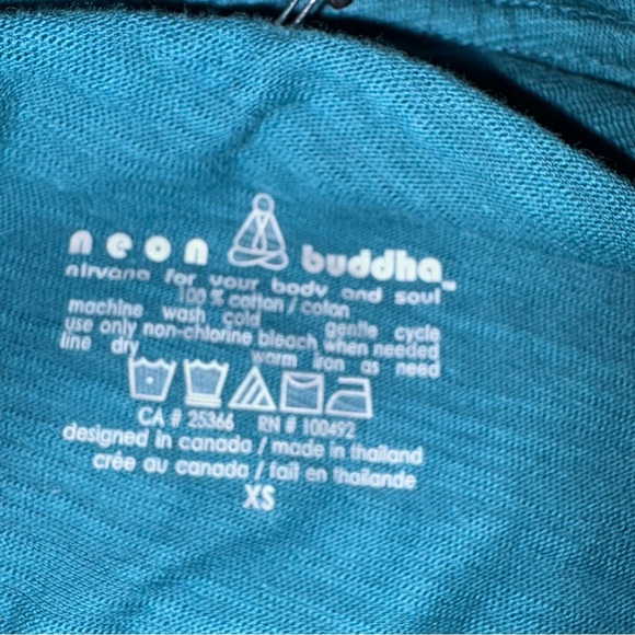 Neon Buddha Turquoise Tunic 3/4 Sleeve Mandarin Collar, Pockets, NWT - Picture 5 of 8